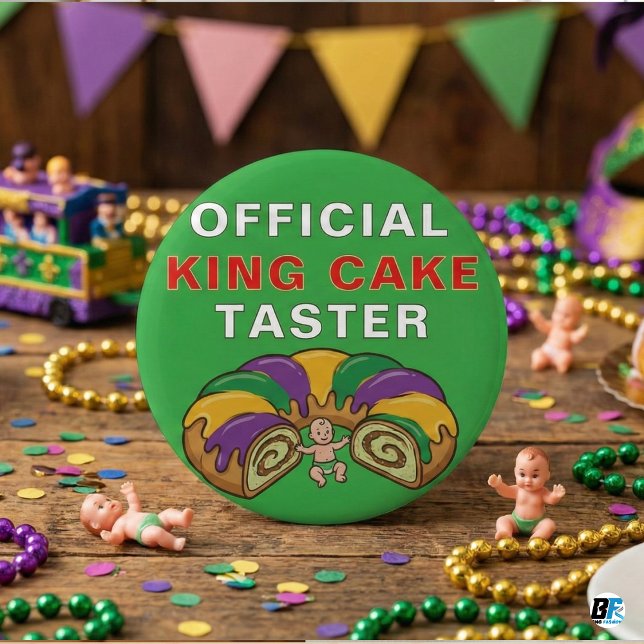 Official King Cake Taster Funny Mardi Gras 6 Cm Round Badge (Creator Uploaded)