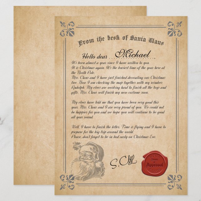 Official Letter From Santa Claus Holiday Card (Front/Back)