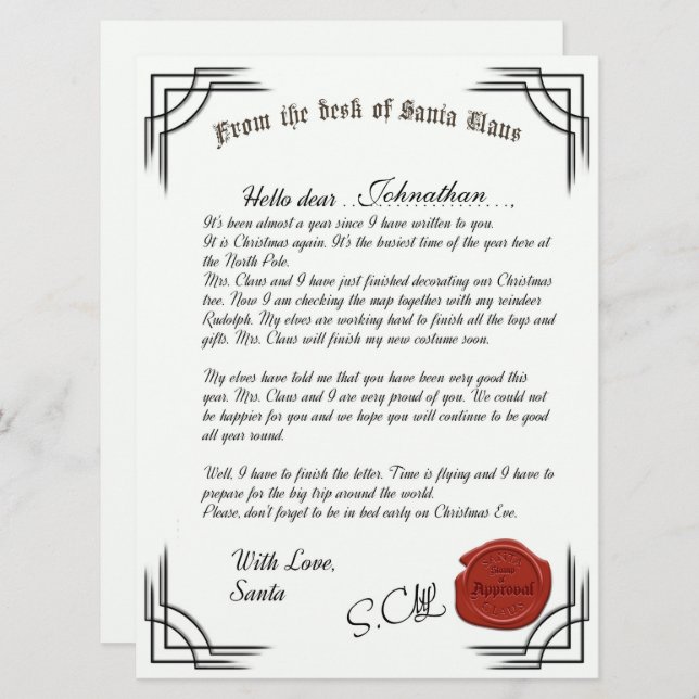 Official Letter From Santa Claus Holiday Card (Front/Back)