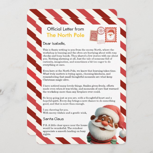 Official Letter from the North Pole for Kids Holiday Card (Front/Back)