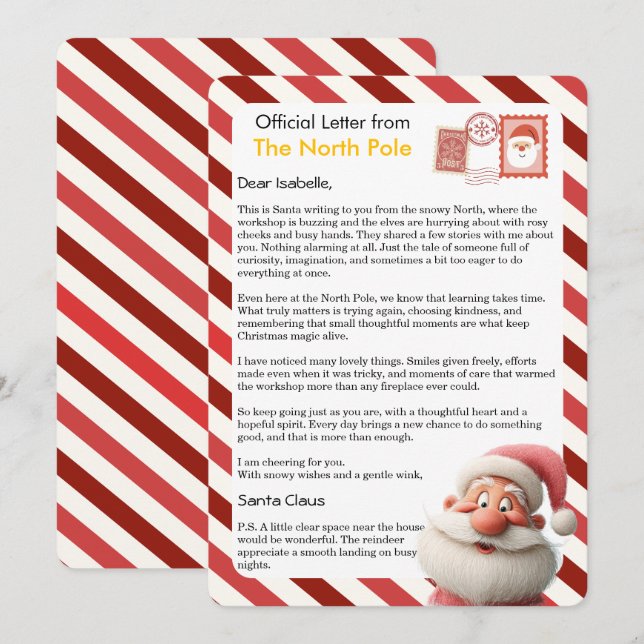 Official Letter from the North Pole for Kids Holiday Card (Front/Back)