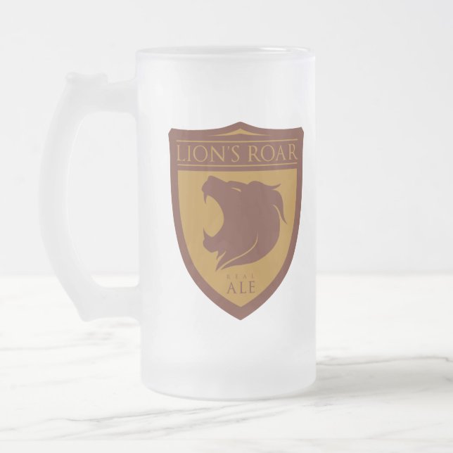 OFFICIAL Lion's Roar Real Ale Glass (colour) Frosted Glass Beer Mug (Left)