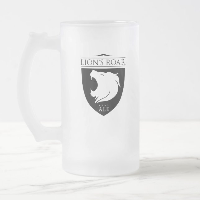 OFFICIAL Lion's Roar Real Ale Glass Frosted Glass Beer Mug (Left)