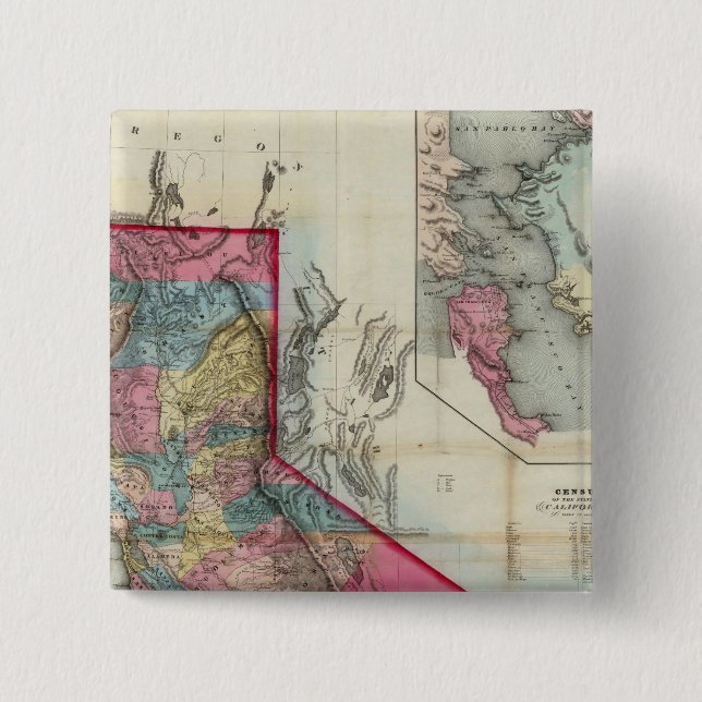 Official map of the State of California 15 Cm Square Badge (Front)