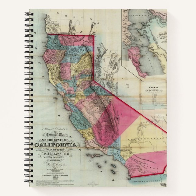 Official map of the State of California Notebook (Front)