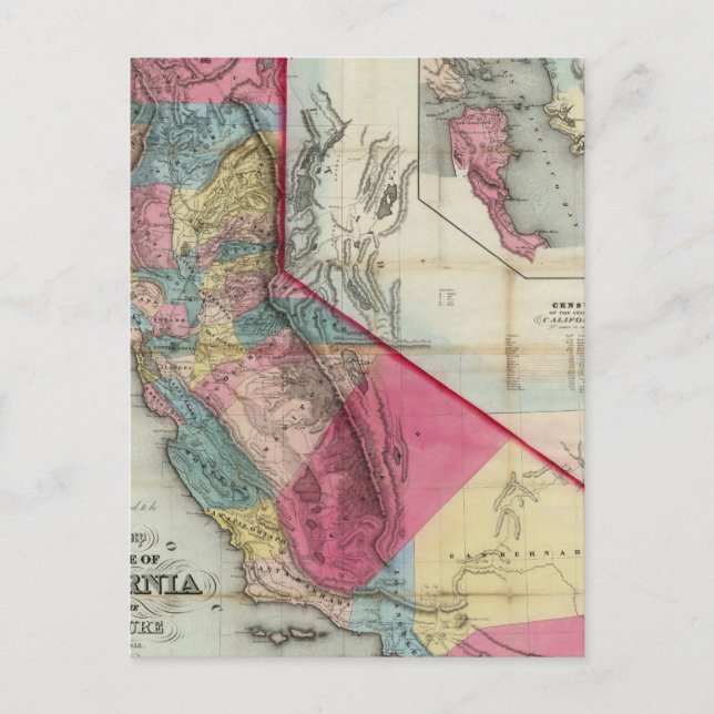 Official map of the State of California Postcard (Front)