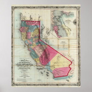 Official map of the State of California Poster