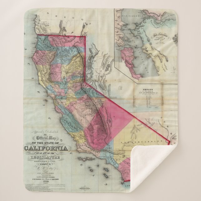 Official map of the State of California Sherpa Blanket (Front)