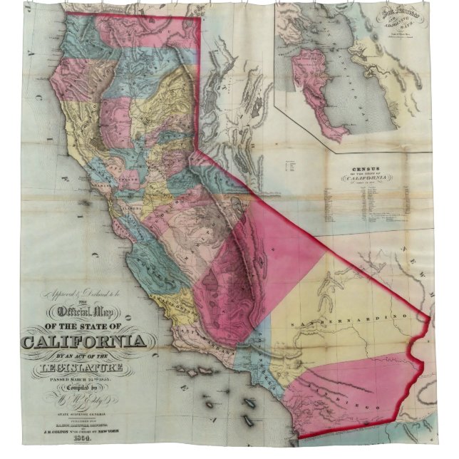 Official map of the State of California Shower Curtain (Front)