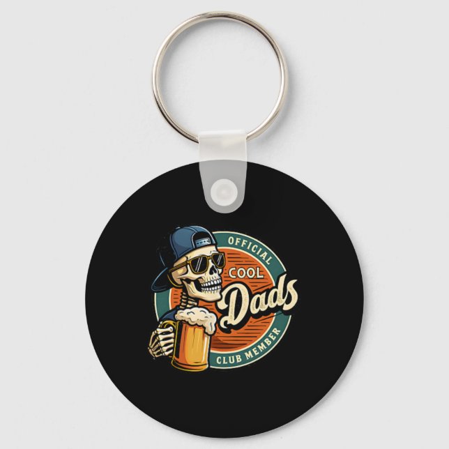 Official Member Cool Dads Club Skeleton Funny Fath Key Ring (Front)