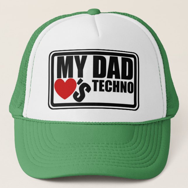 Official "My Dad Loves Techno" Trucker Hat (Front)