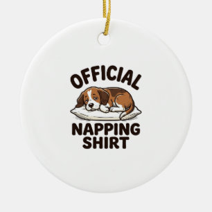 Official Napping Shirt Sleepy Dog Vintage Design_1 Ceramic Tree Decoration