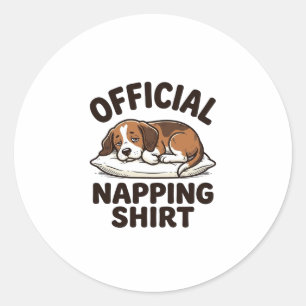 Official Napping Shirt Sleepy Dog Vintage Design_1 Classic Round Sticker