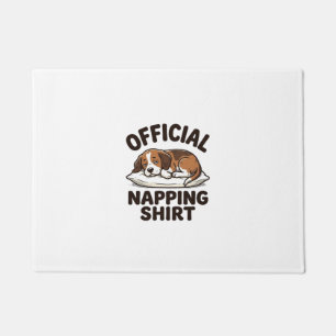 Official Napping Shirt Sleepy Dog Vintage Design_1 Doormat