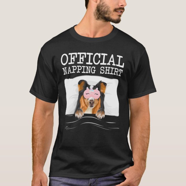 Official Napping Sleeping Shetland Sheepdog T-Shirt (Front)