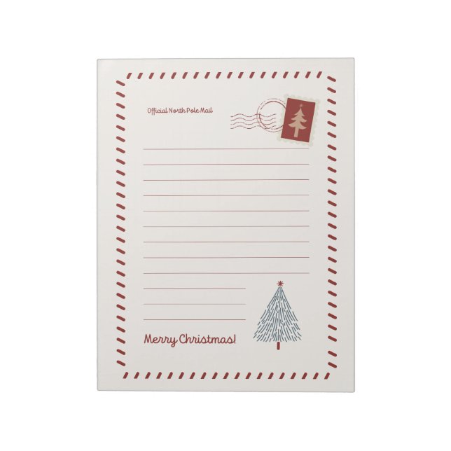 Official North Pole Mail | Red And Cream Playful  Notepad (Rotated)