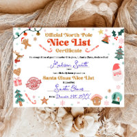 Official North Pole Nice List Certificate Santa