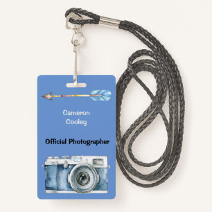 Official Photographer with Vintage Camera Badge ID Badge