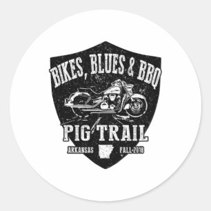 Official Pig Trail Bikes Blues Bbq Motorcycle Classic Round Sticker