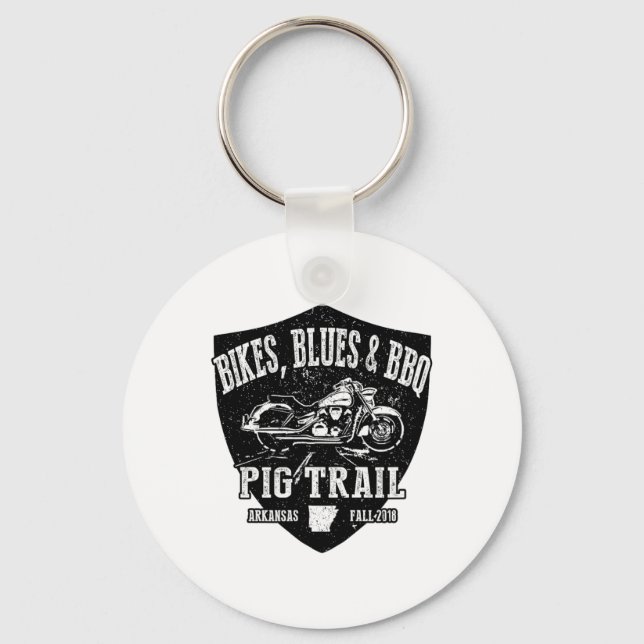 Official Pig Trail Bikes Blues Bbq Motorcycle  Key Ring (Front)