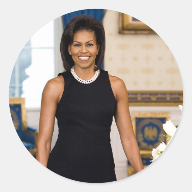 Official Portrait of First Lady Michelle Obama Classic Round Sticker (Front)