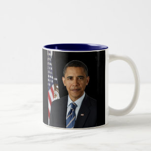 Official Portrait President Barack Obama, Black bk Two-Tone Coffee Mug