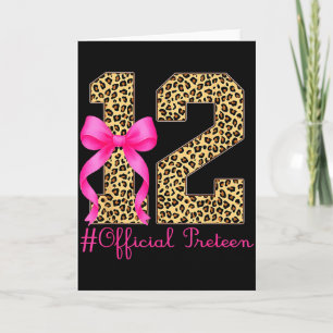 Official Preteen 12th Birthday Girl Coquette Bow L Card