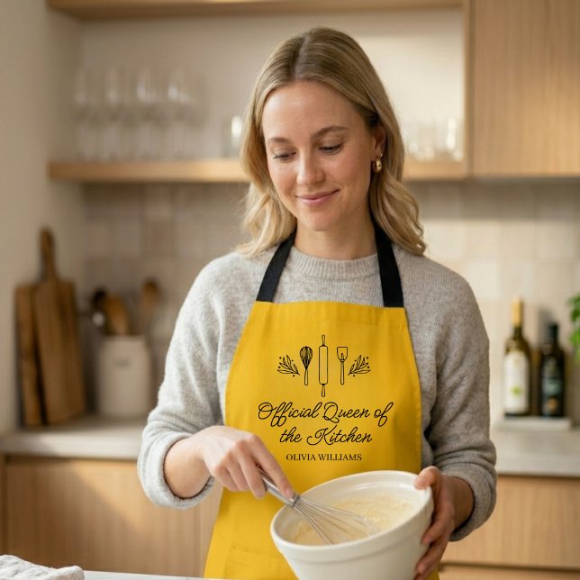 Official Queen of the Kitchen Chef Personalized Apron (Creator Uploaded)