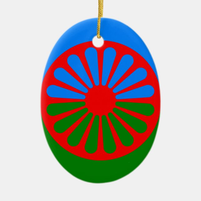 Official Romany gypsy flag Ceramic Tree Decoration (Front)