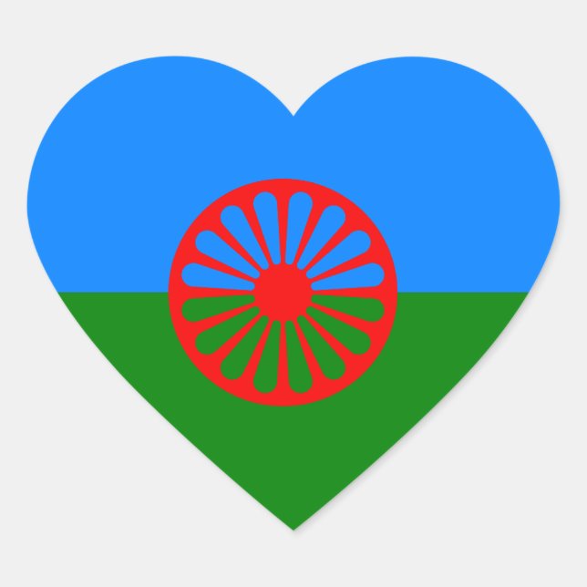 Official Romany gypsy flag Heart Sticker (Front)