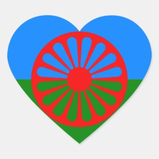 Official Romany gypsy flag Heart Sticker