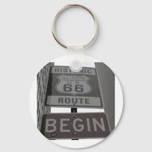 Official Route 66 begin sign Key Ring