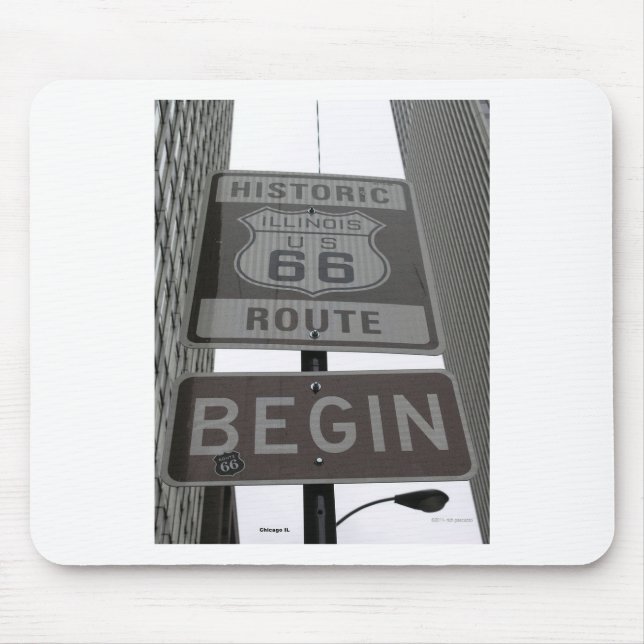Official Route 66 begin sign Mouse Mat (Front)