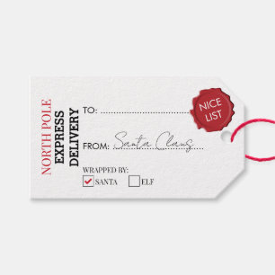 Official Santa Claus Gift Present From North Pole Gift Tags