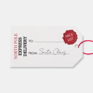 Official Santa Claus Gift Present From North Pole Tags
