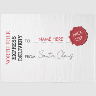 Official Santa Claus Gift Present From North Pole Tissue Paper