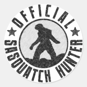 Official Sasquatch Hunter - Bigfoot in B/W Grunge Classic Round Sticker