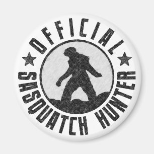 Official Sasquatch Hunter - Bigfoot in B/W Grunge Magnet
