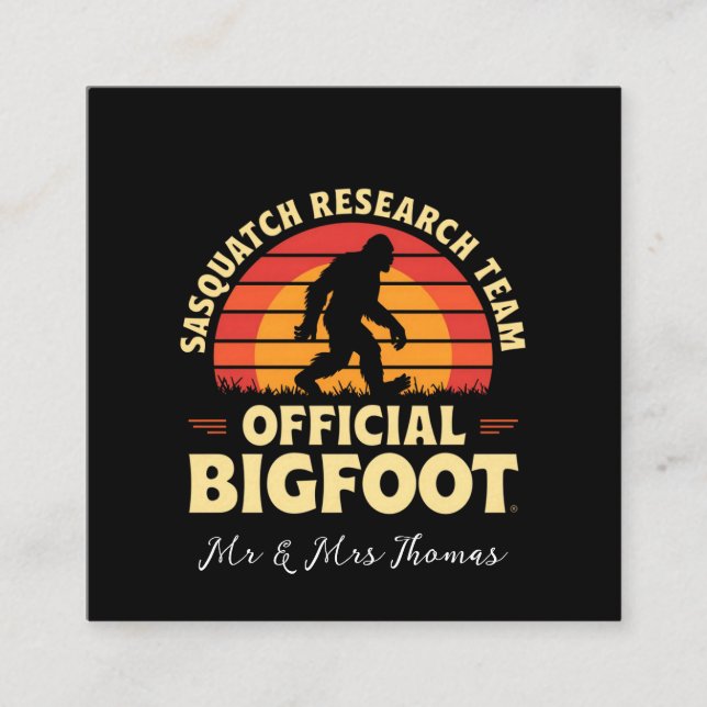  Official Sasquatch Research Team: Bigfoot Hunters Square Business Card (Front)