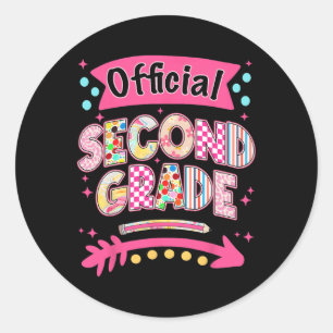 Official Second Grade First Day Of 2nd Grade Girl Classic Round Sticker