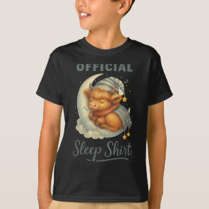Official Sleep Squad Cute Highland Cow On Moon T-Shirt