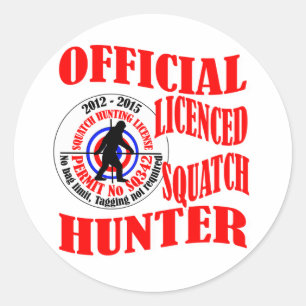 Official squatch hunter classic round sticker