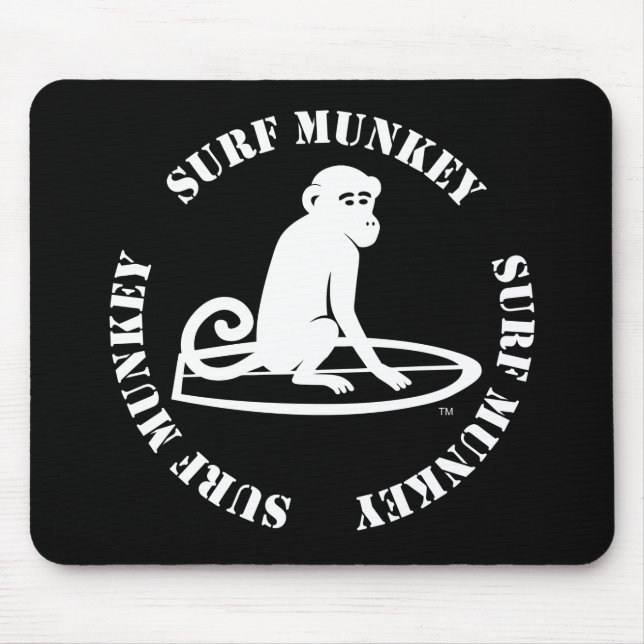 Official Surf Munkey logo for dark backgrounds Mouse Mat (Front)