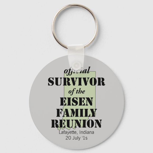 Official Survivor of Family Reunion - Indiana Key Ring (Front)