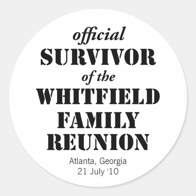 Official Survivor of Our Family Reunion Classic Round Sticker (Front)