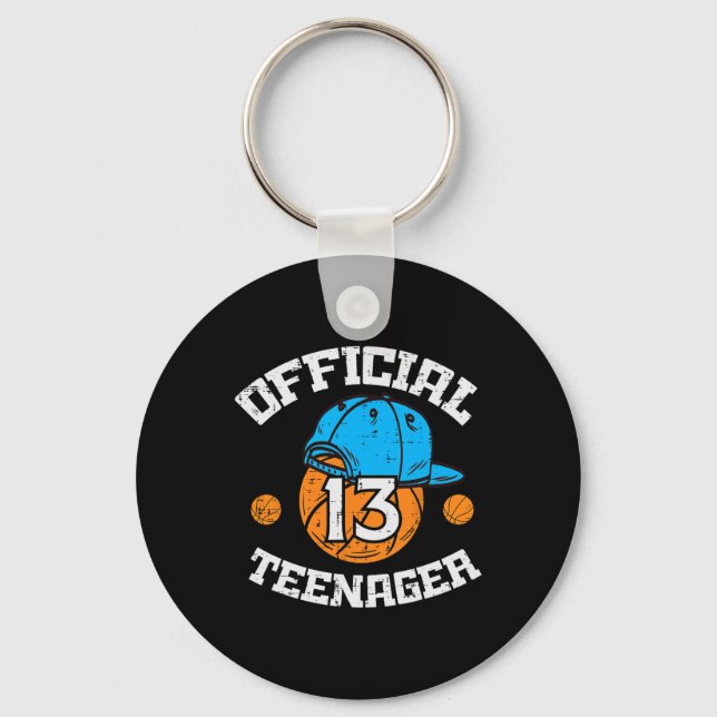 Official Teenager 13 Sketll Cap 13th Birthday Bday Key Ring (Front)