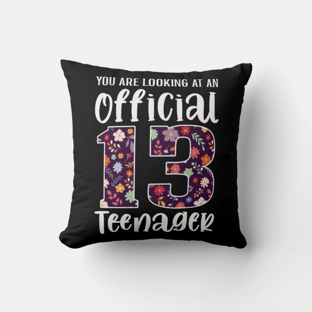 Official Teenager 13 Years Old 13th Birthday Girl Cushion (Front)
