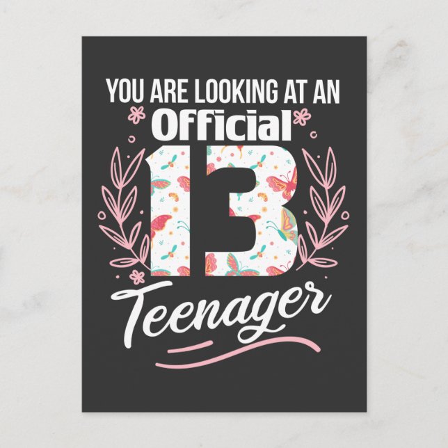 Official Teenager 13 Years Old Daughter Niece Postcard (Front)