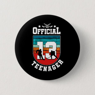 Official Teenager 13th Birthday 13 Year Boy Hockey 6 Cm Round Badge