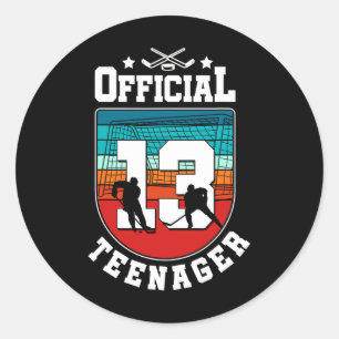 Official Teenager 13th Birthday 13 Year Boy Hockey Classic Round Sticker